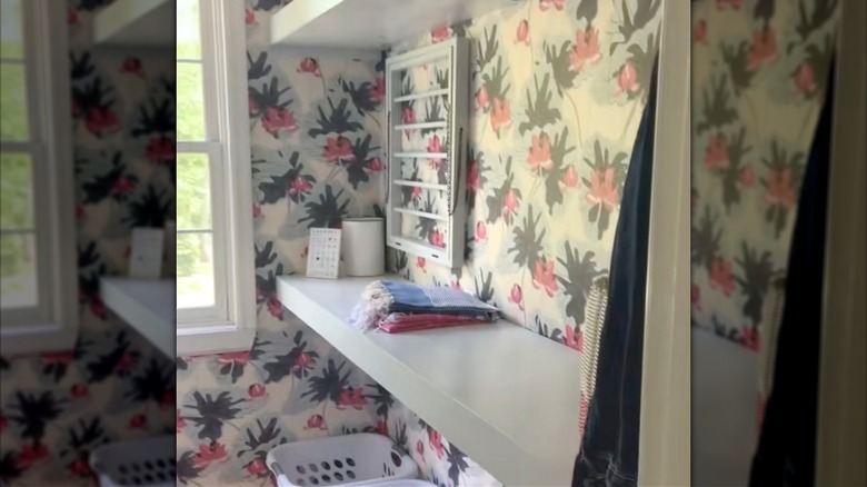 The finished laundry room shelves