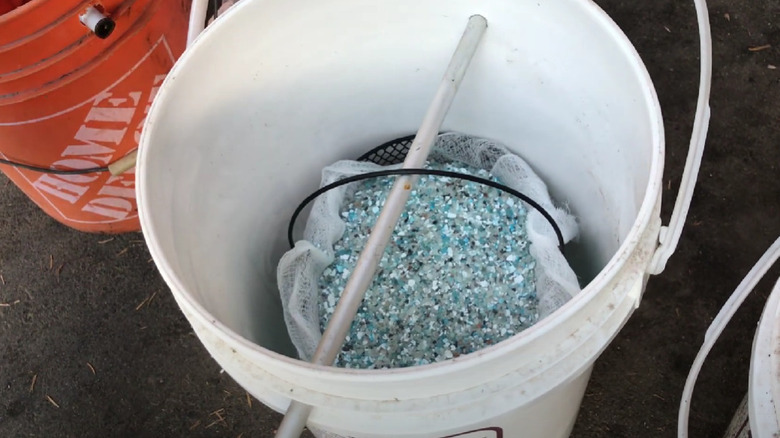 A bucket filled with ice and rock salt