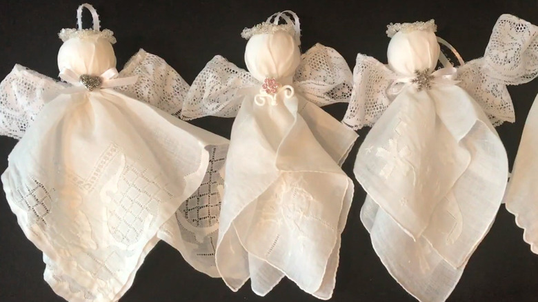 angel ornaments made from handkerchiefs