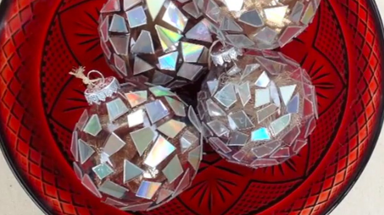 ornaments made from pieces of CDs