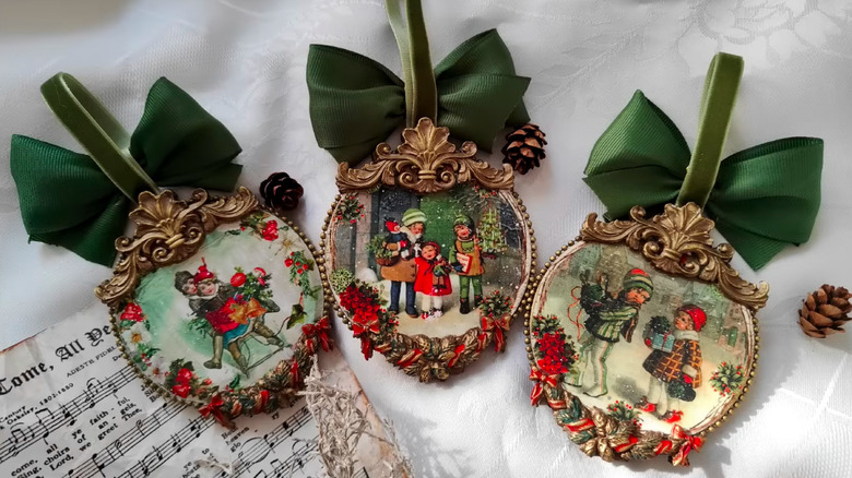 Christmas ornaments made from old coasters