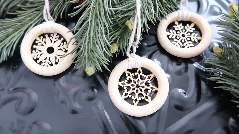 ornaments made from wooden rings