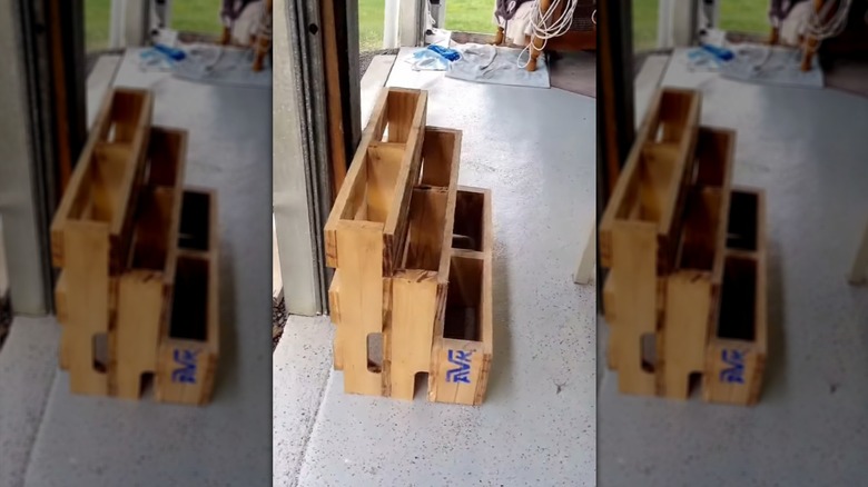 Scrap wood shop storage made from a pallet