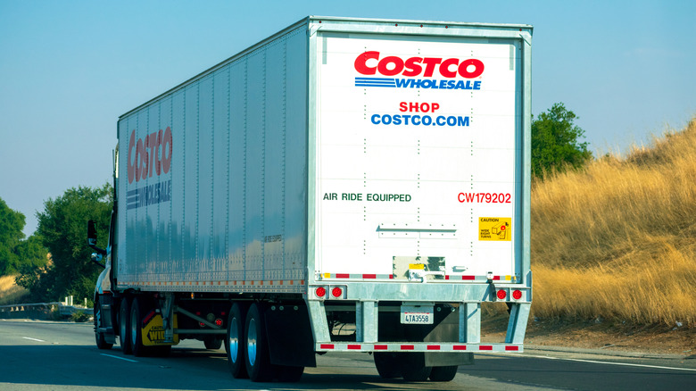 A Costco freight truck moving goods from place to place