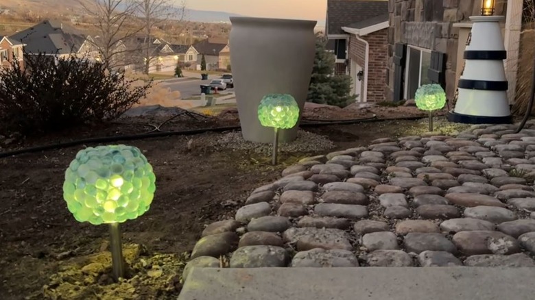 Dollar Tree solar lights with DIY orb covers