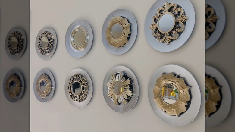 Mirror wall decor made from Dollar Tree plates and mirrors