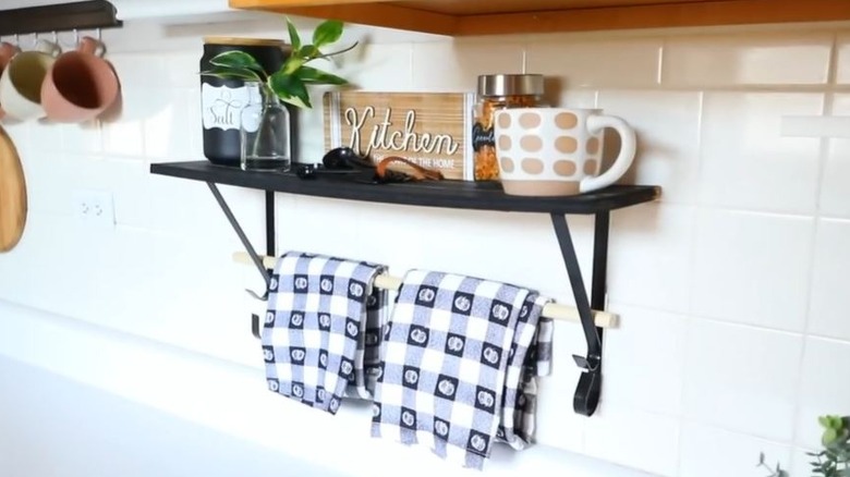 Kitchen wall shelf made from Dollar Tree items