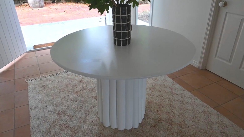 Entryway table made of pool noodles and a flat top
