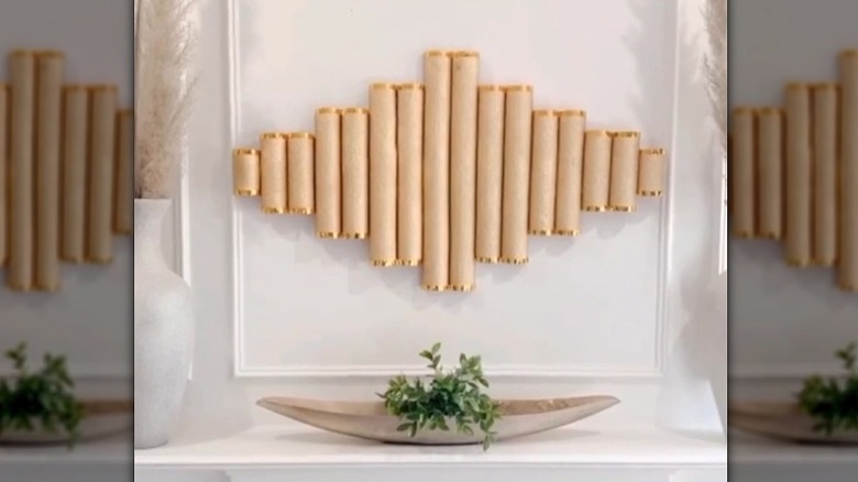Wall art made from painted pool noodles