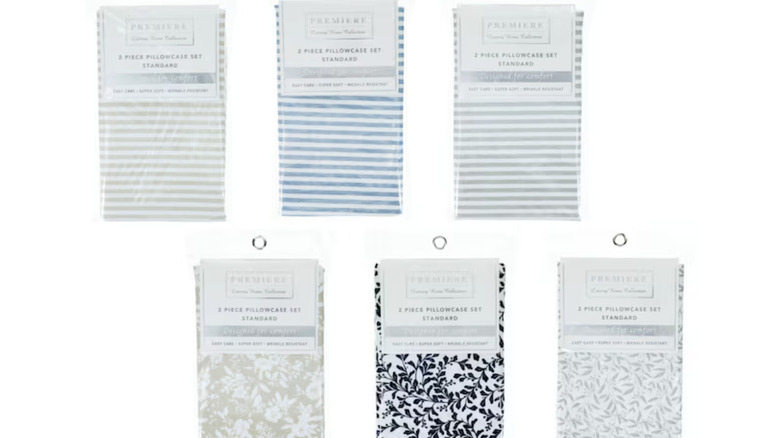 A lineup of patterned pillowcases available from Dollar Tree