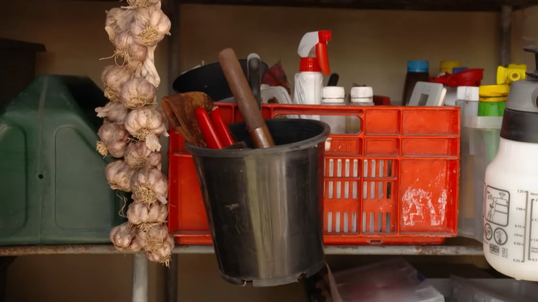 Tool storage created from disposable plant pot