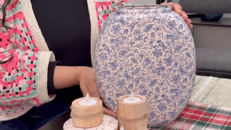 DIY flower vase made from laundry detergent container