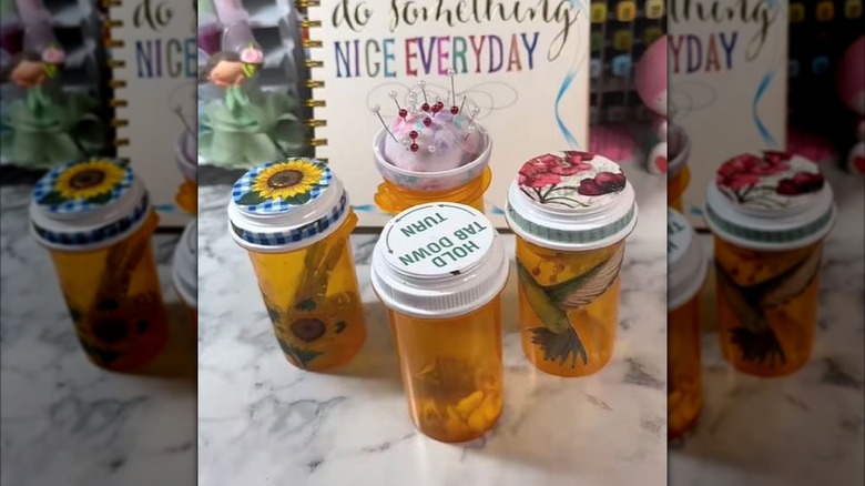 Prescription medicine bottles turned into mini organizers