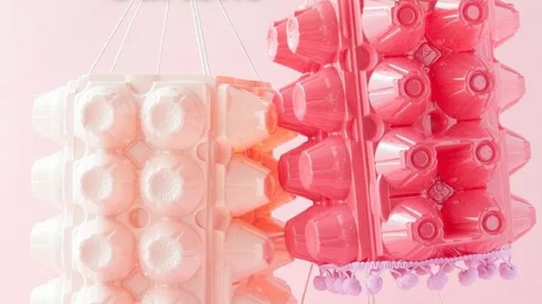 Pink egg carton lanterns