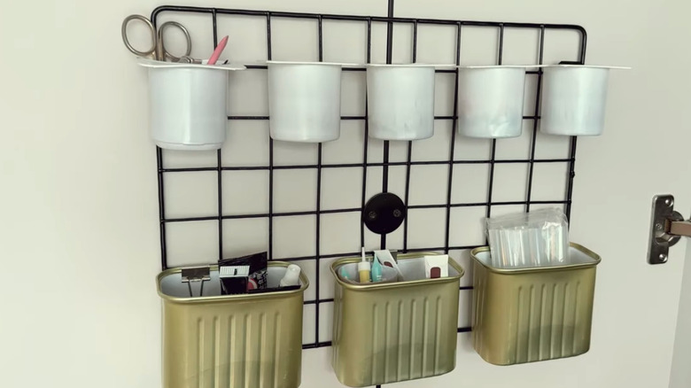 Hanging storage containers made from yogurt cups