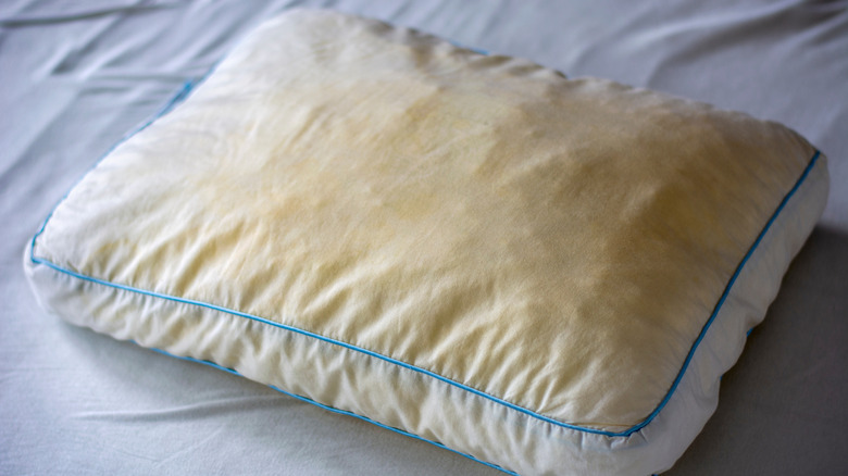 Yellow-stained pillow