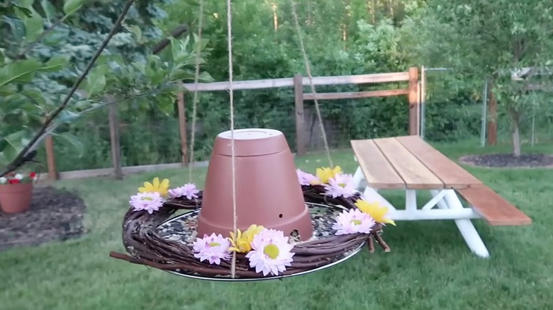 A DIY hanging bird feeder