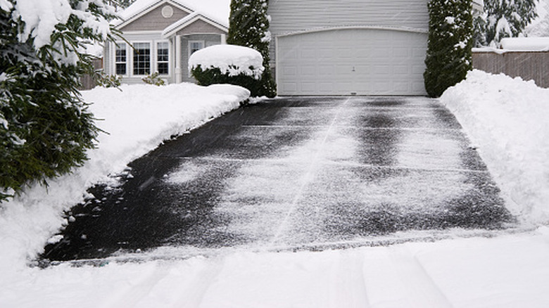 Driveway with ice removed