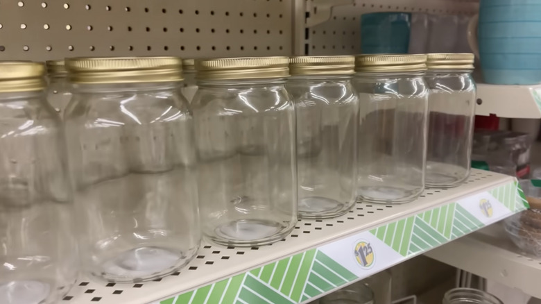Glass jars on Dollar Tree shelf