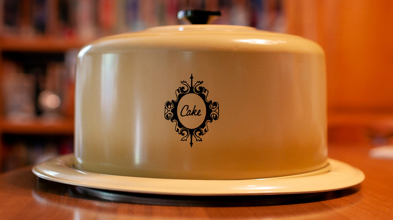 a Stainless Steel Cake Tin with Cover Lid and Round Handle