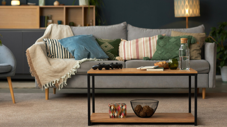 a coffee table in a chic room