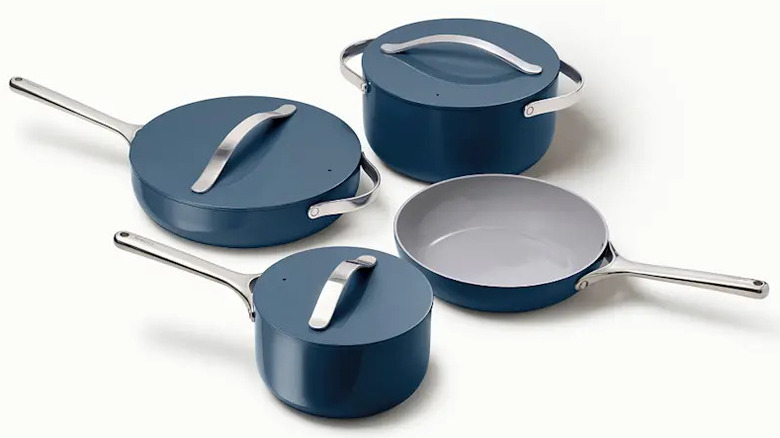 Caraway navy 12 piece nontoxic cookware set