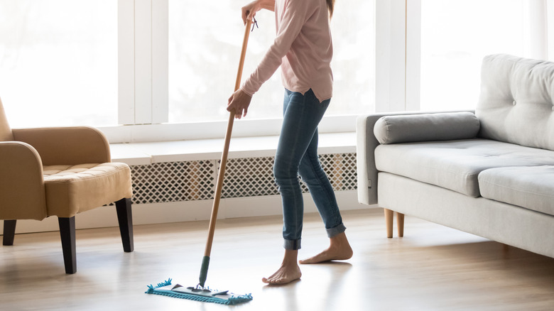 moping a vinyl floor