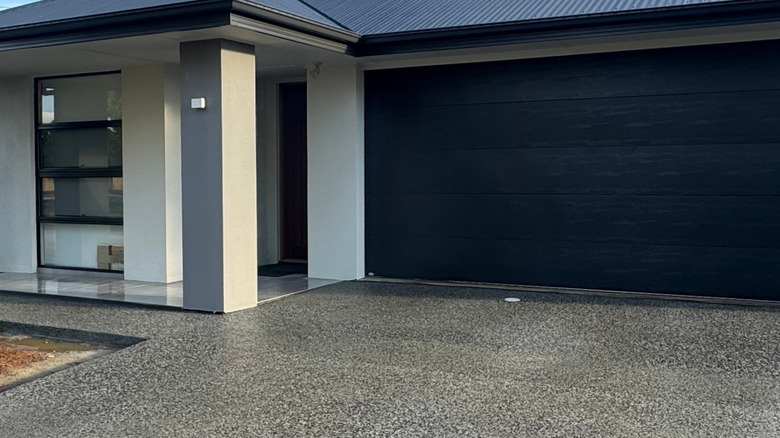 an exposed aggregate concrete driveway