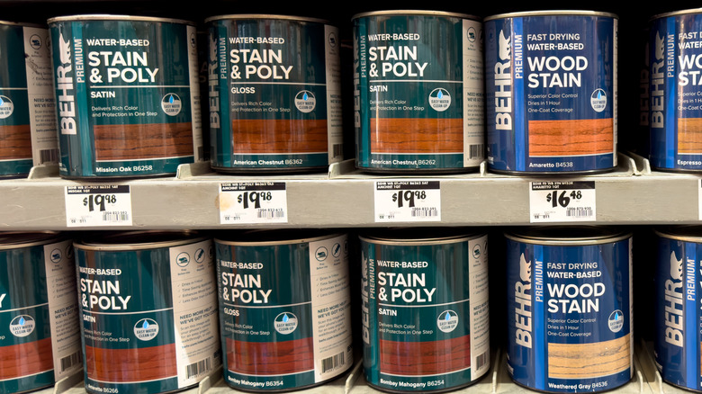 Stain and polyurethane combination products to modify the color of cabinets