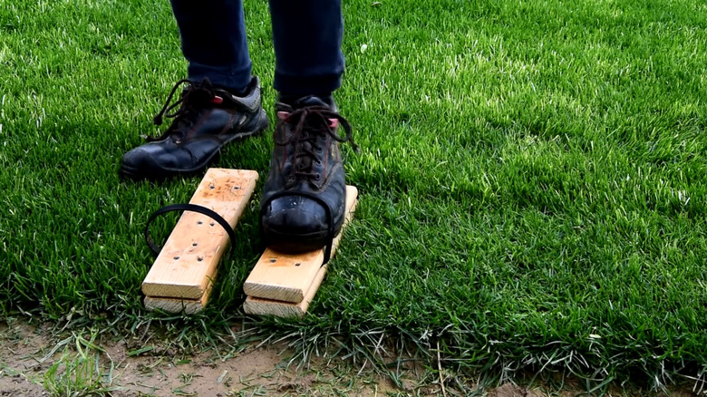 DIY lawn aeration shoes