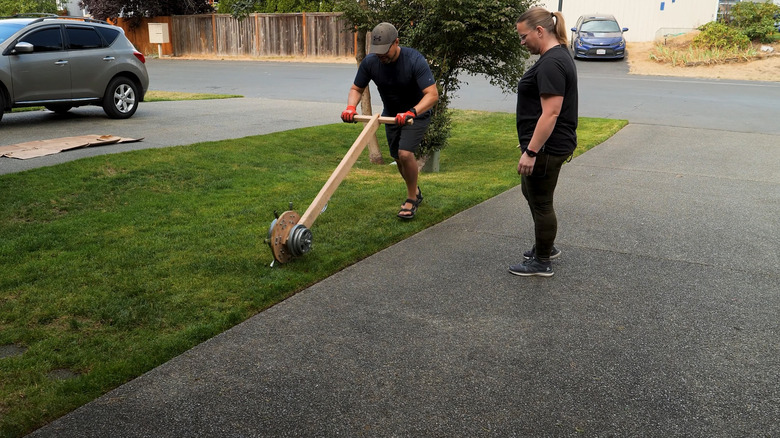 A DIY lawn core aerator