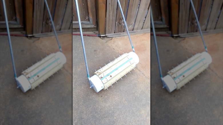 A homemade drum spike aerator