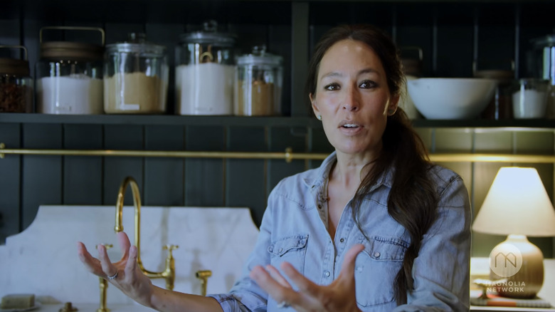 Joanna Gaines explaining a renovation of her butler's pantry