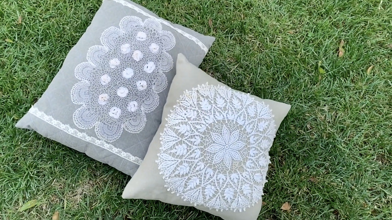 DIY doily pillows