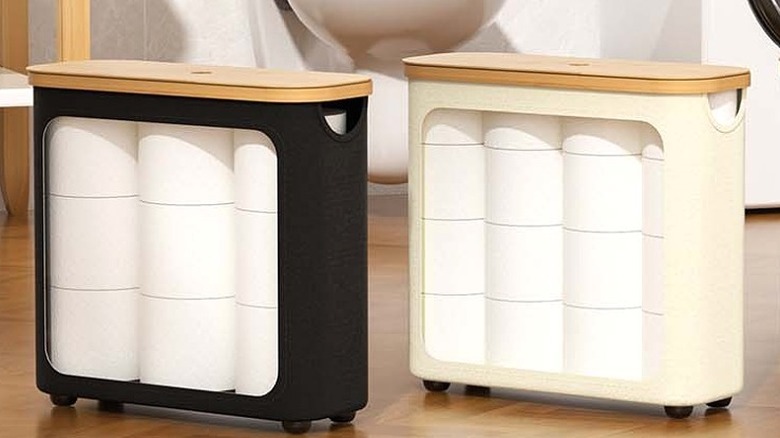 WRRLORS Toilet Paper Storage bins in black and beige