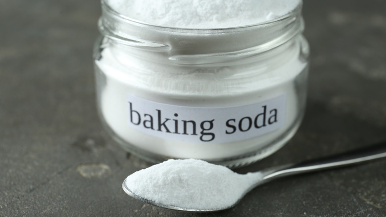 Baking soda jar and spoon