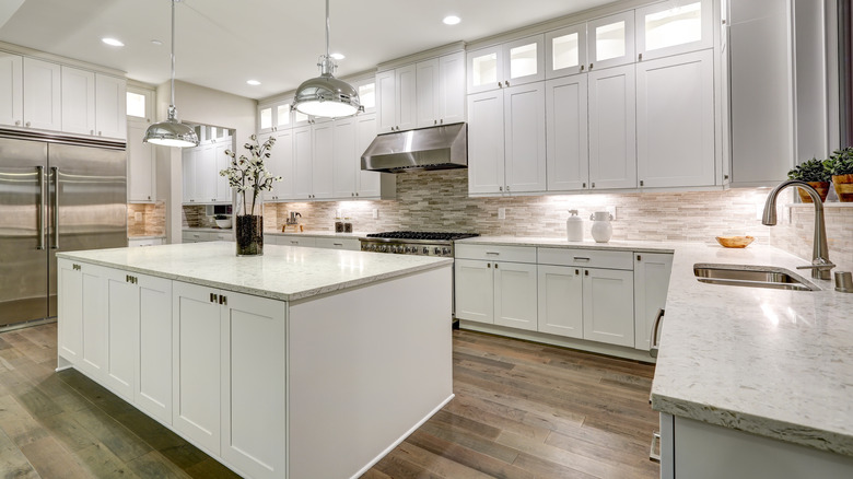 a classic kitchen design with neutral tones