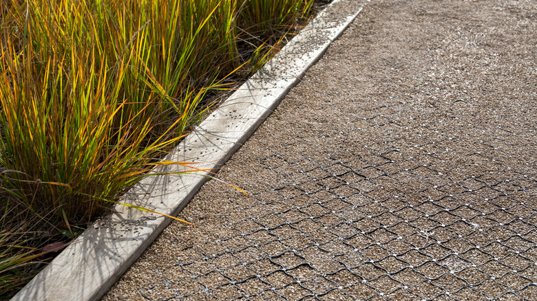 Gravel path with gravel grid just visible through it