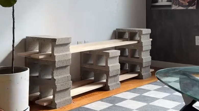 concrete block tv stand