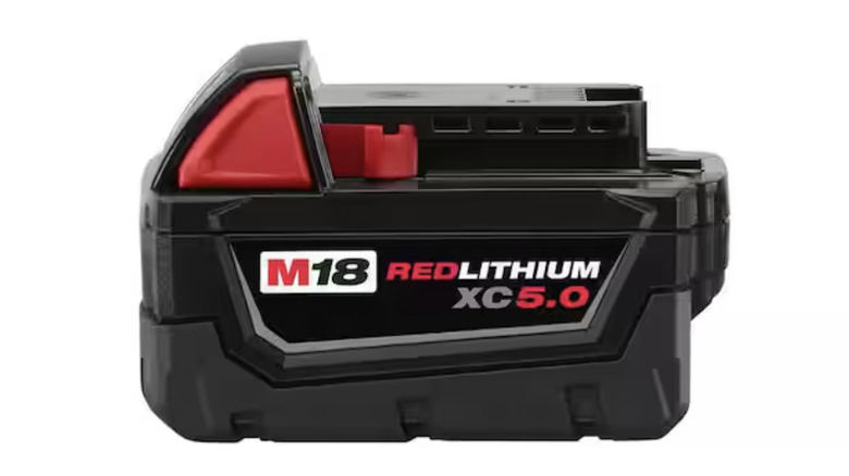 A Milwaukee 5.9 Ah battery.