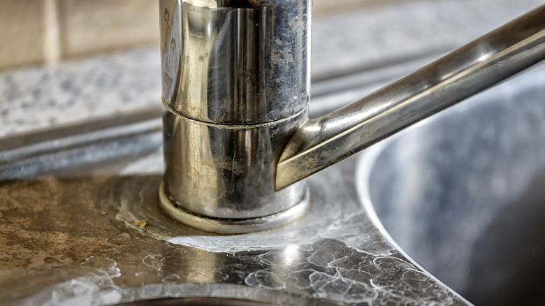 Hard water stains on stainless steel kitchen sink
