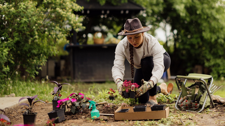 Woman working in her garden