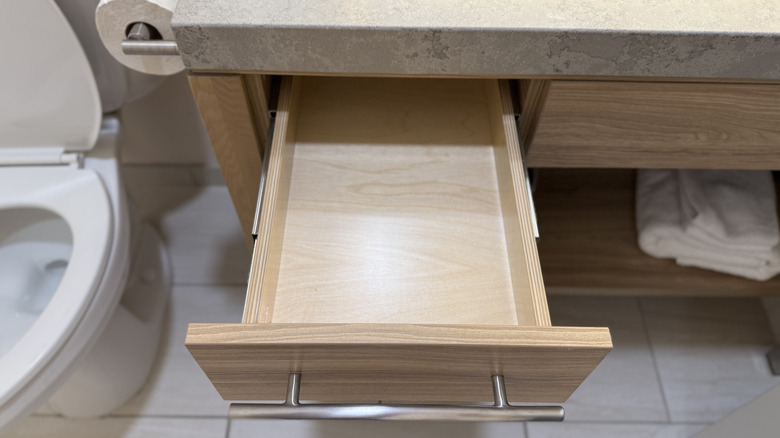 small empty bathroom drawer