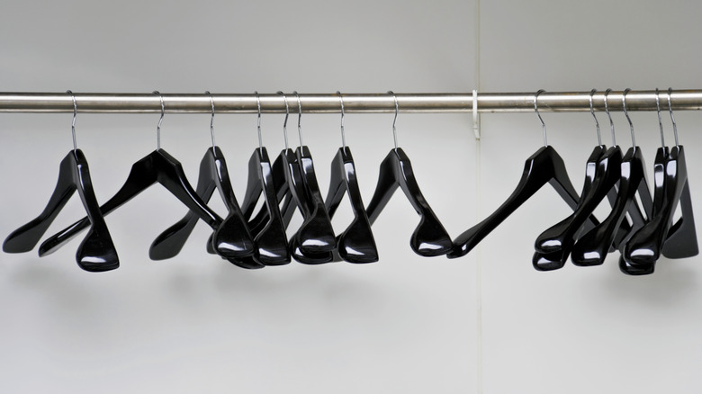 Hangers on a closet rod