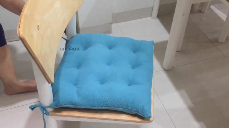 Chair cushion made from an old blanket