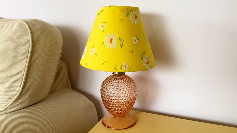 Lampshade made from old bedding