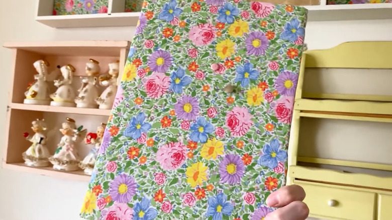 DIY pin board made from old bedding