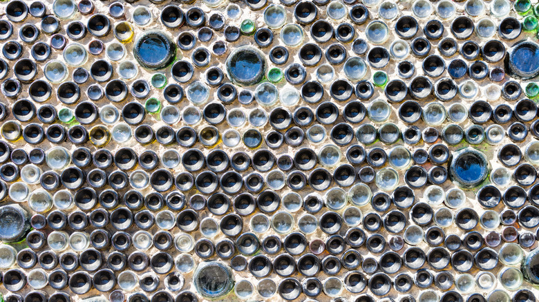 Cob wall with bottles