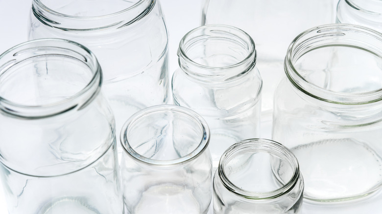 empty glass jars bunched together