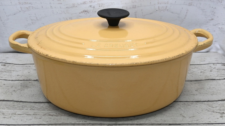 Vintage yellow Le Creuset Dutch Oven